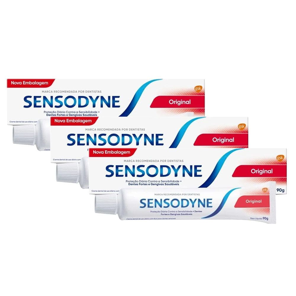 Kit 3 Creme Dental Sensodyne para Dentes Sensíveis 90g