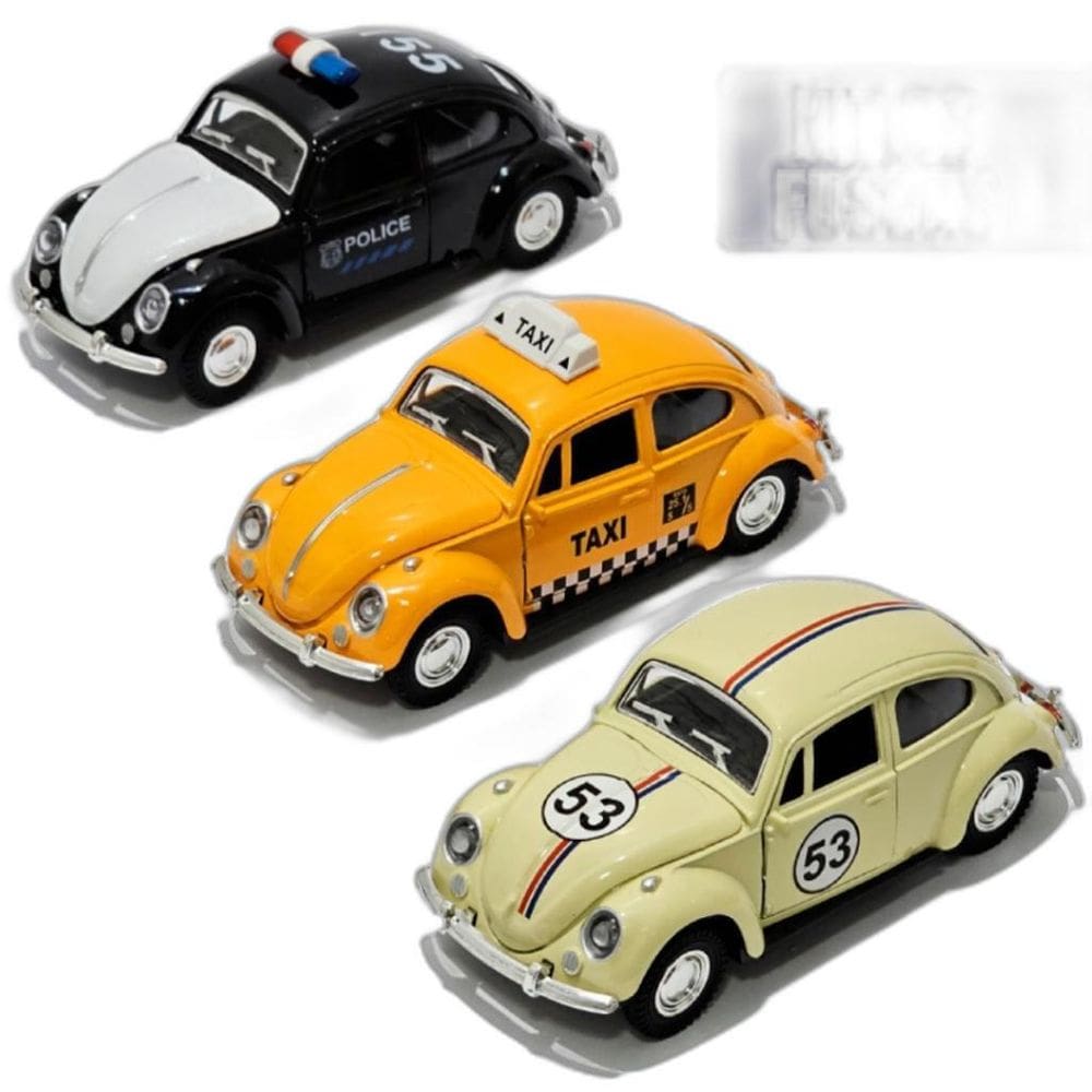 Kit 3 Super Carrinhos Miniatura Fusca Colecionador Fricção