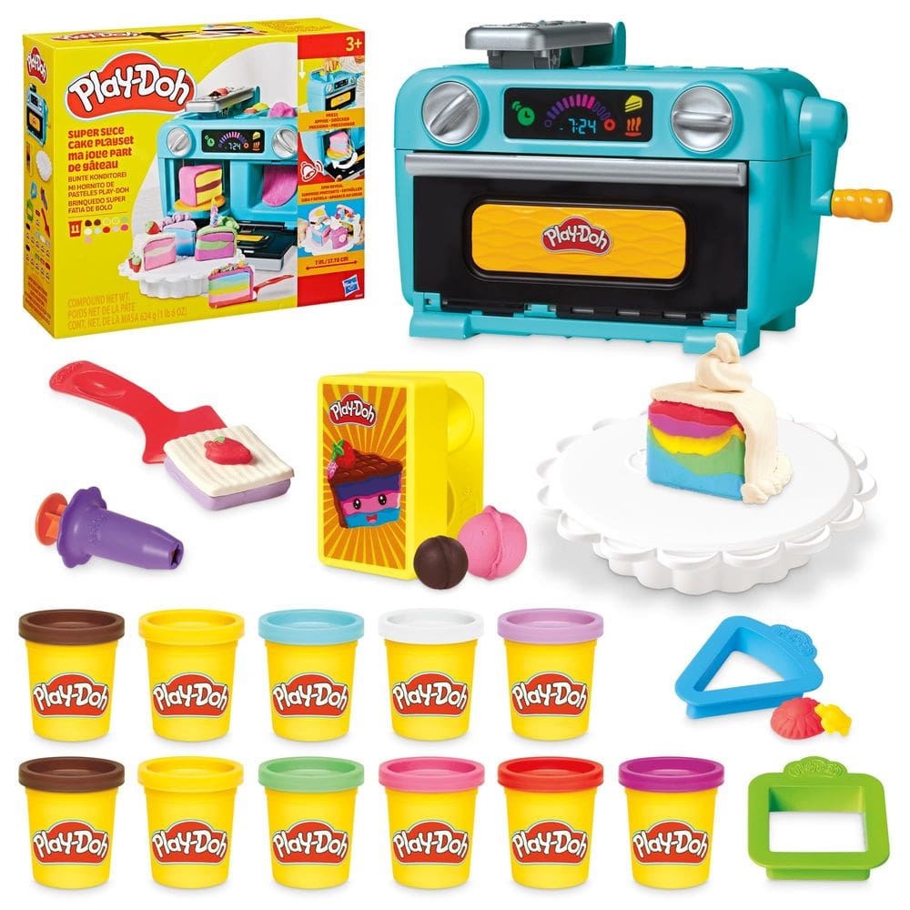 Forno de brinquedos Play-Doh Super Slice Cake Playset com acessórios