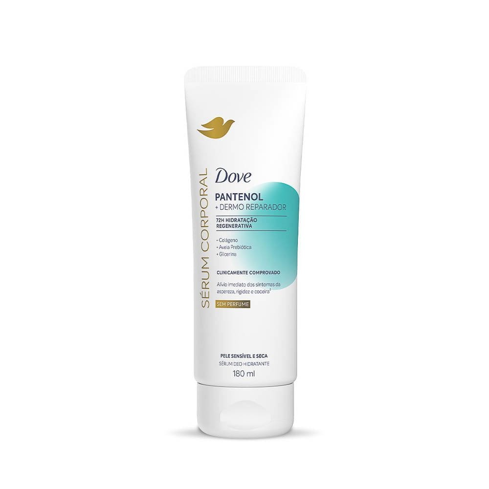 Dove Sérum Hidratante Corporal sem Perfume Pantenol Dermo Reparador Pele Sensível e Seca 180ml