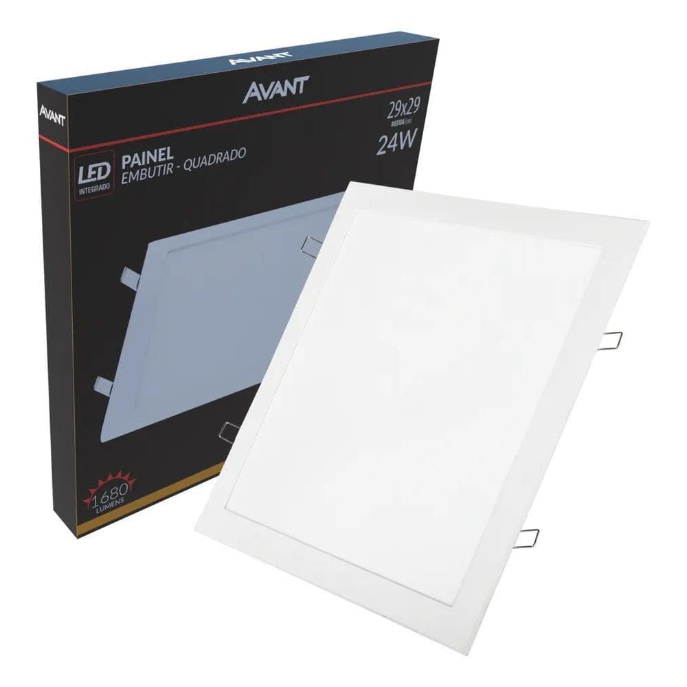 10X Plafon Led Quadrado Embutir 24W Branco Quente 3000K Av