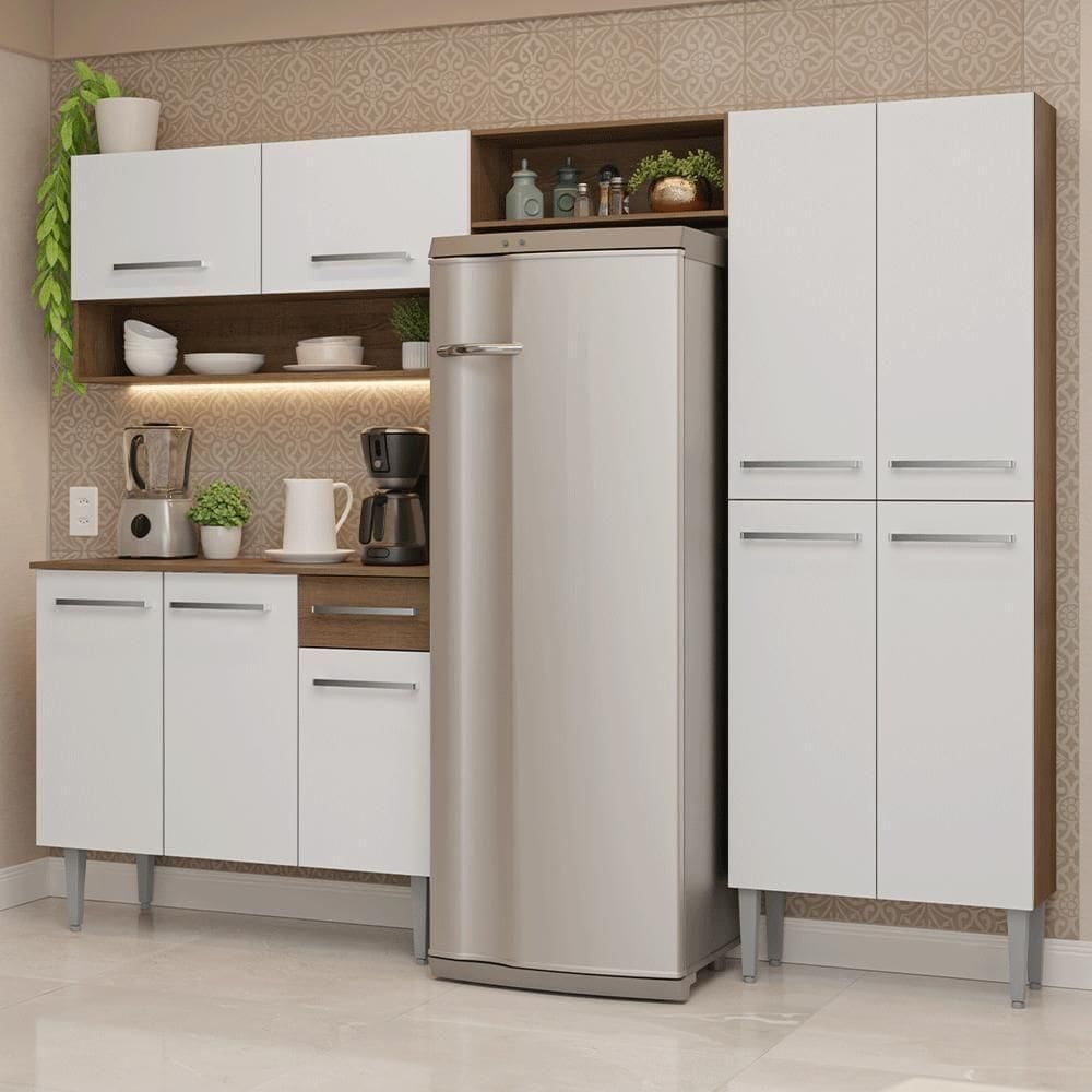 Armário De Cozinha Completa 229cm Rustic-branco Emilly Madesa 017