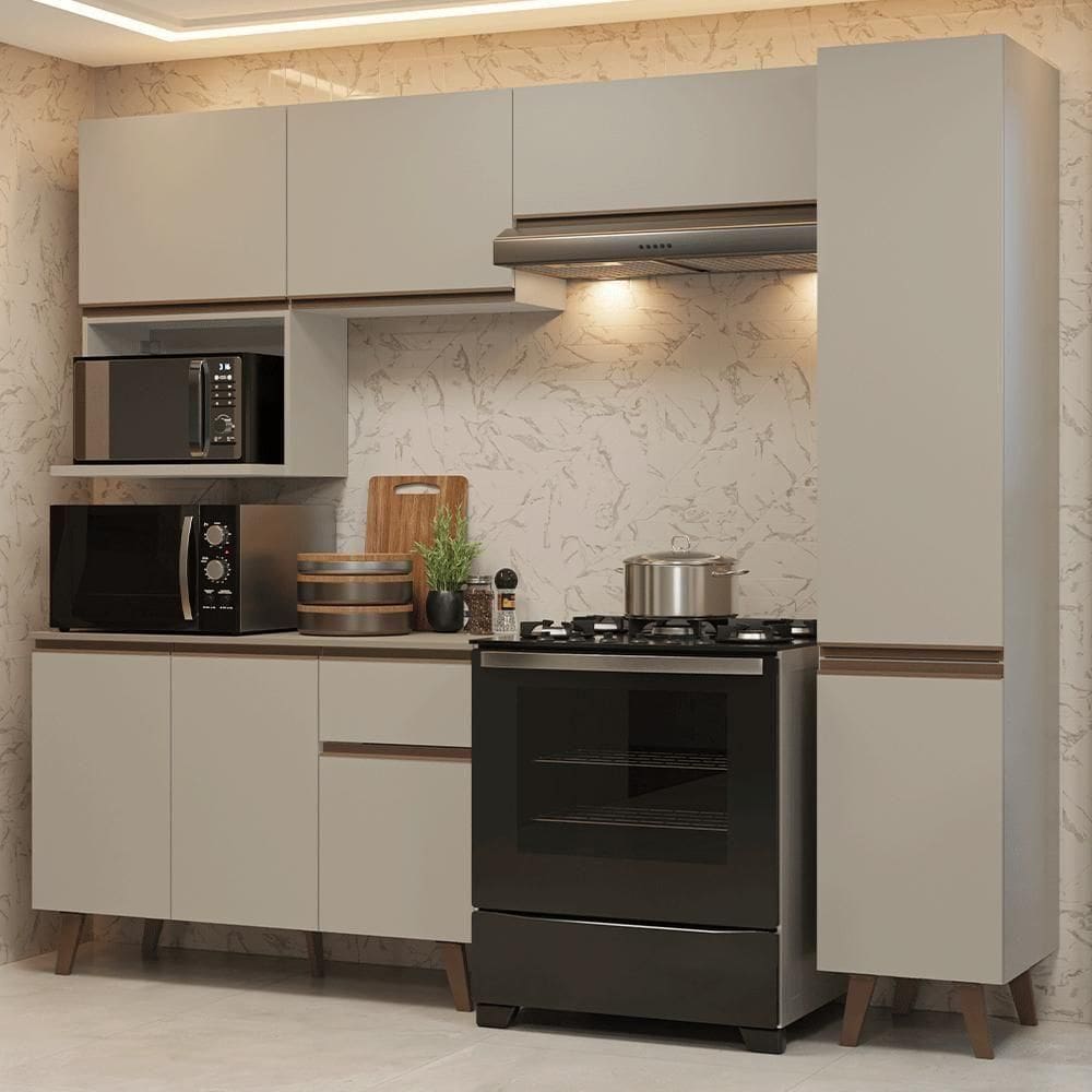 Armário De Cozinha Completa 240 Cm Crema Nice Madesa 08