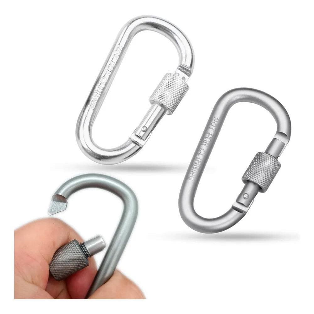 10X Kit 2 Mosquetão Rosca Gancho Alumínio Chaveiro Multiuso