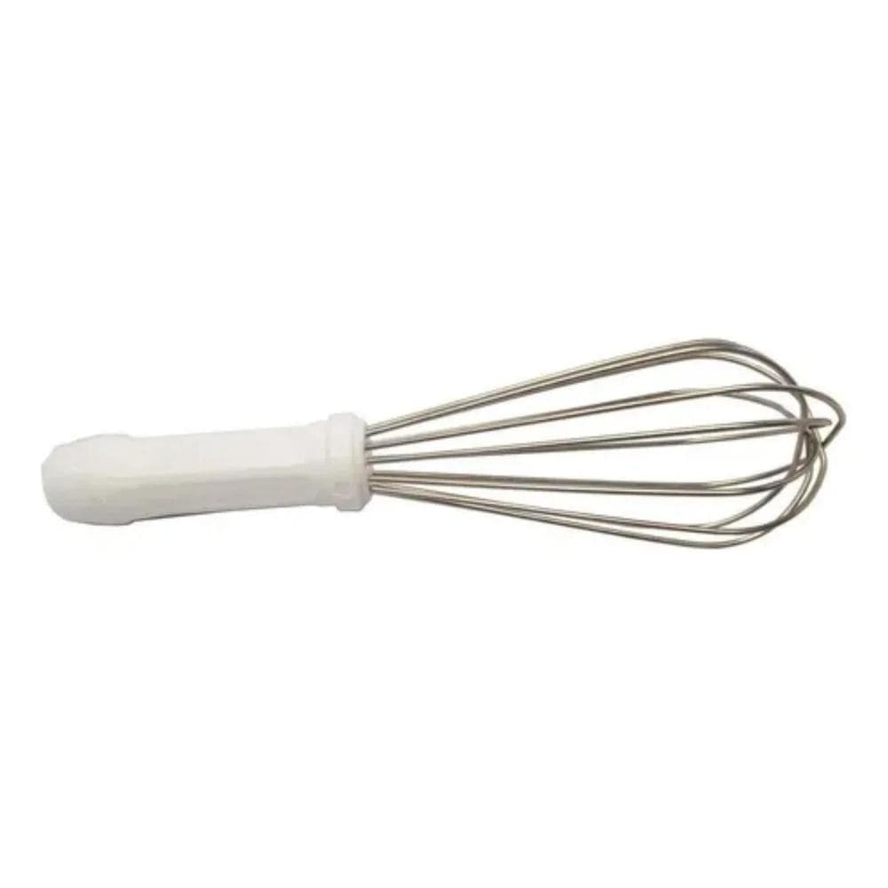 10X Batedor Massas,Clara Em Neve Fuet 25Cm Branco Polietile