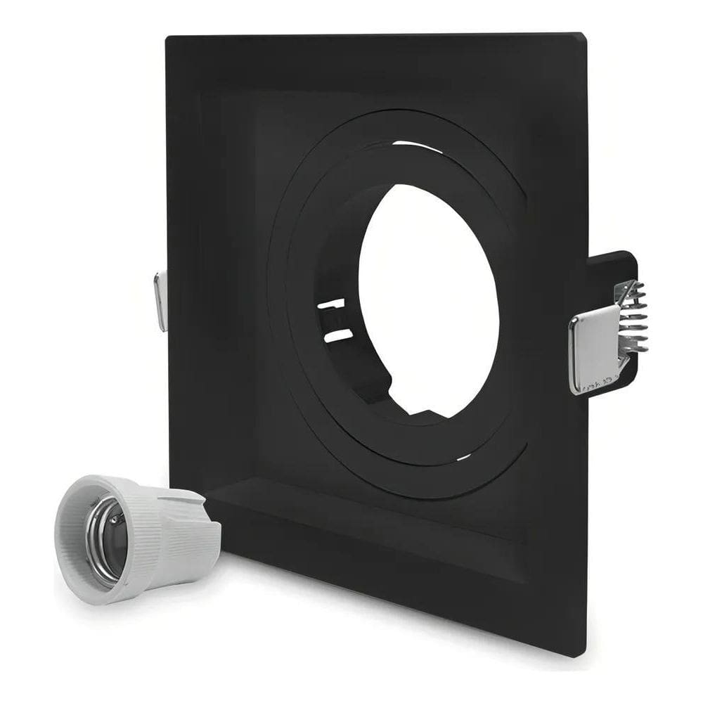 10X Spot Embutido Recuado Par20 Quadrado Preto Pix