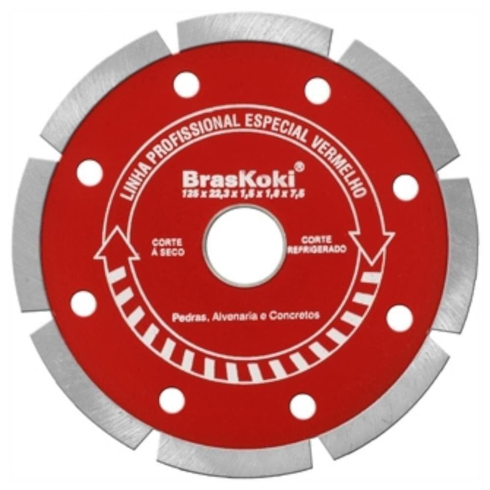 Disco Diamantado 125mm Segmentado Vermelho - 22.0920216 - Braskoki Disco Diamantado 125mm Segmentado Vermel