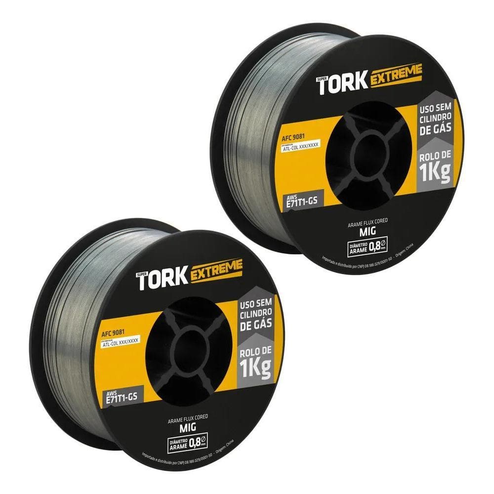 10X Arame Para Solda Mig Uso Sem Gás 0.8Mm - Kit 2 Rolos De