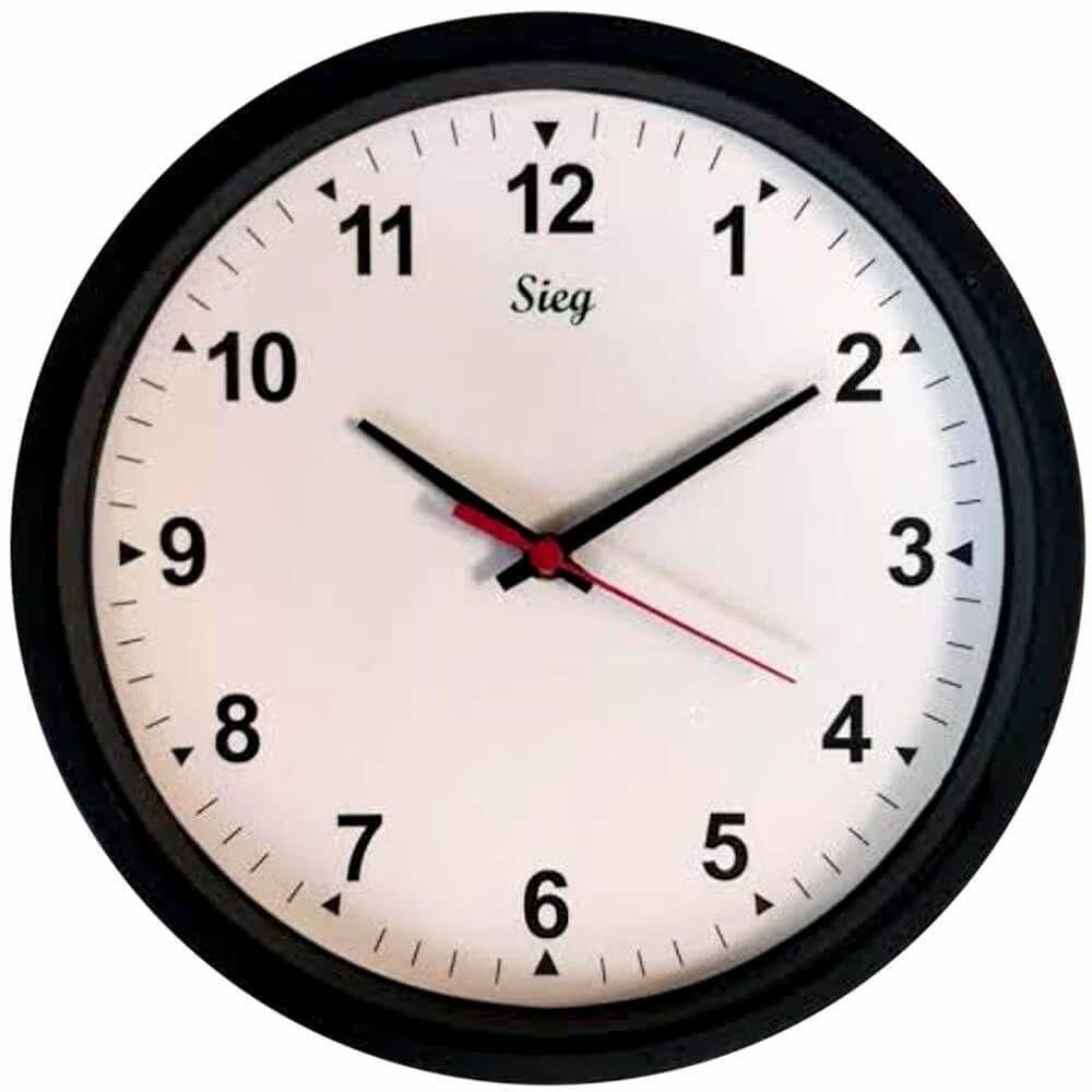 Relógio Redondo Preto 28cm - 2800-01 - Sieg