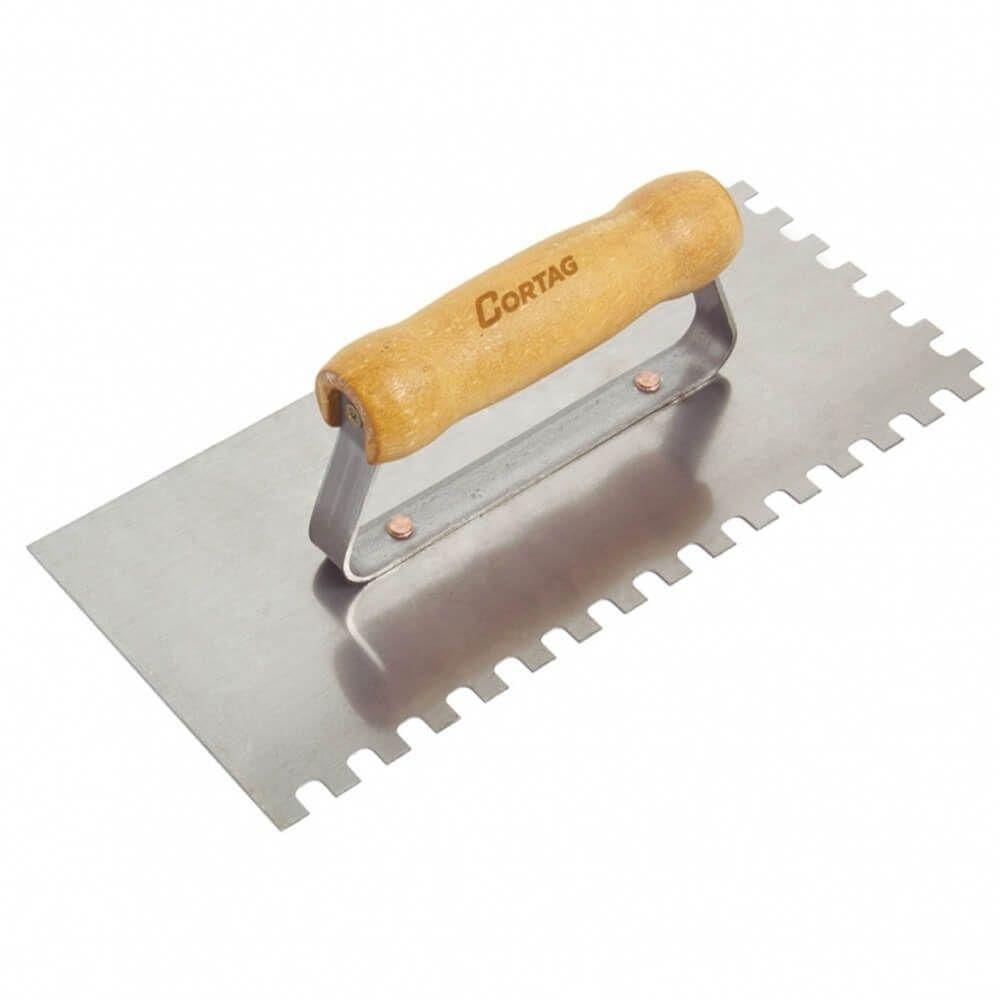 Desempenadeira De Aço Dentada 12x25,6cm 8x8mm - 60700 - Cortag Desemp.aco Dentada 12x25,6cm 8x8 Cortag 60700
