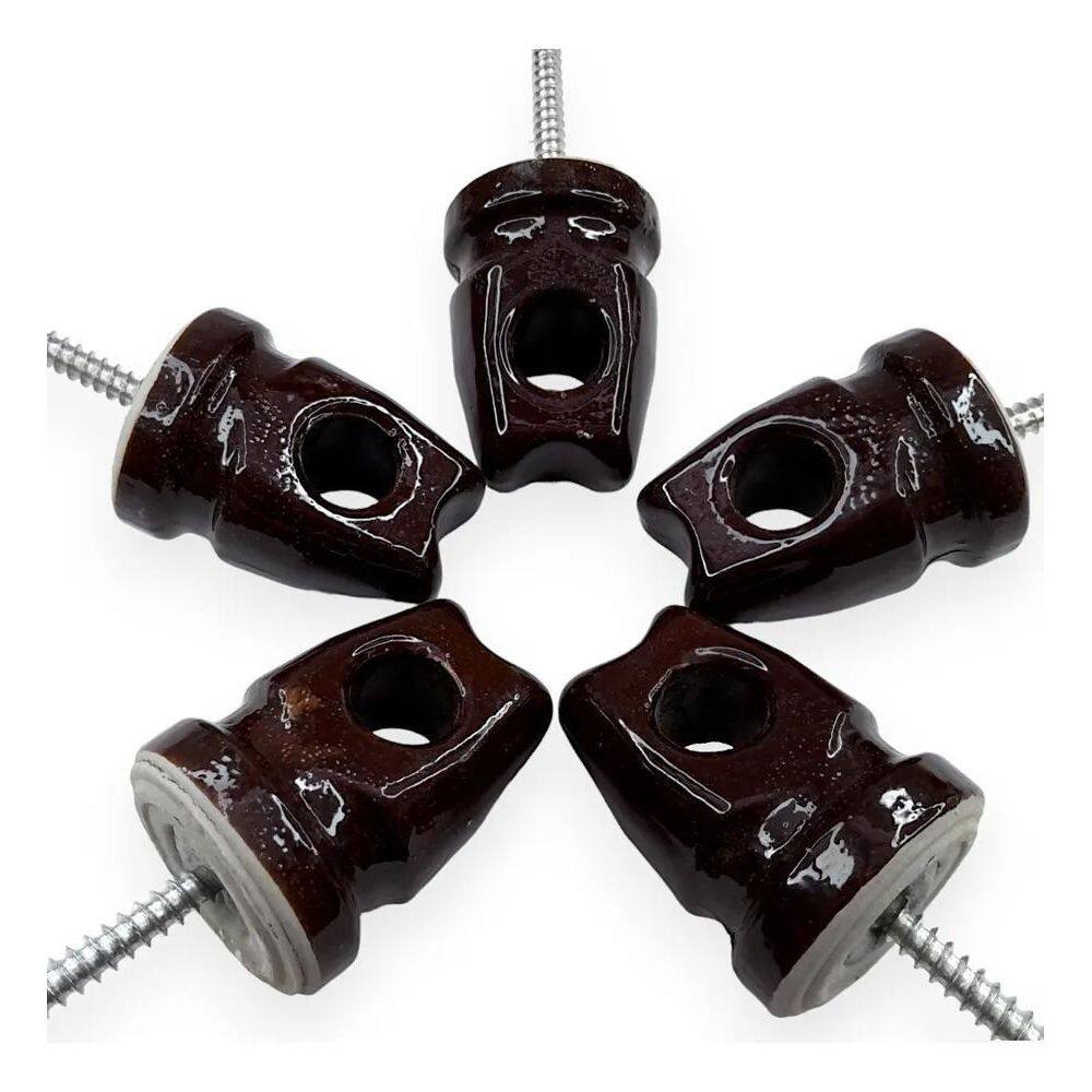 10X Kit 5 Isolador Pimentão Porcelana Poste/Fio/Cabo/Eletri