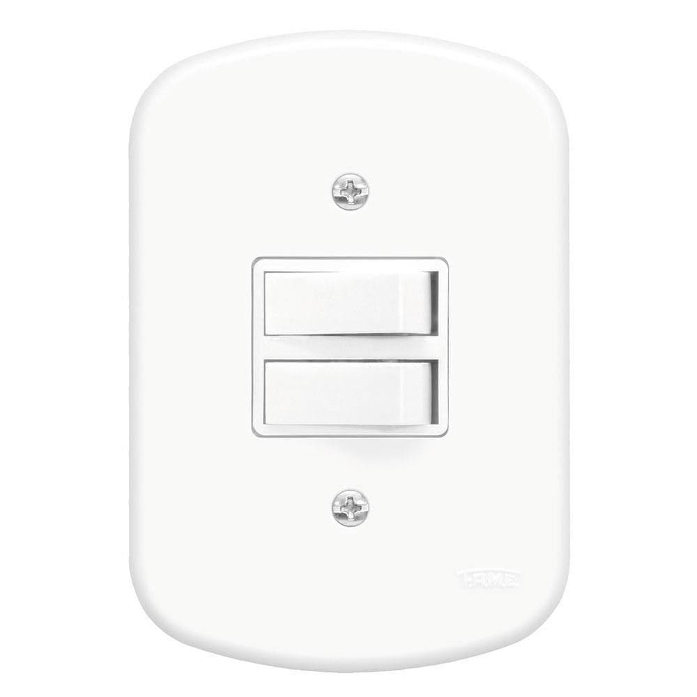 2 Interruptores Simples 10a 250 Volts Blanc - 0627 - Fame Interrup.c-2teclas Simpl.c-plac.4x2 Sb F 627. Fame
