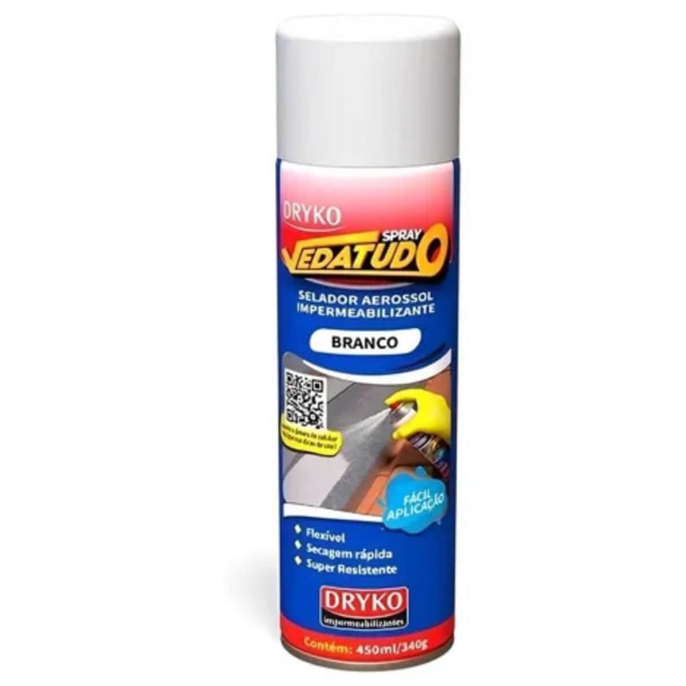 Spray Impermeabilizante Emborrachado Vedatudo Branco 400ml - SPRAYIMP-BRANCO - DRYKO