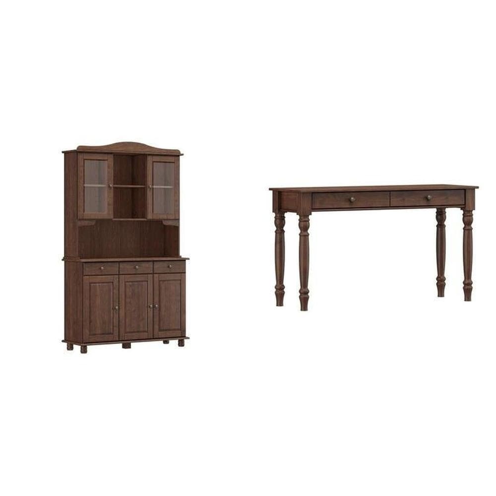 Conjunto Cristaleira 3+2 Portas + Aparador 100% Madeira Maciça - Linha Rubi Finestra Móveis Café