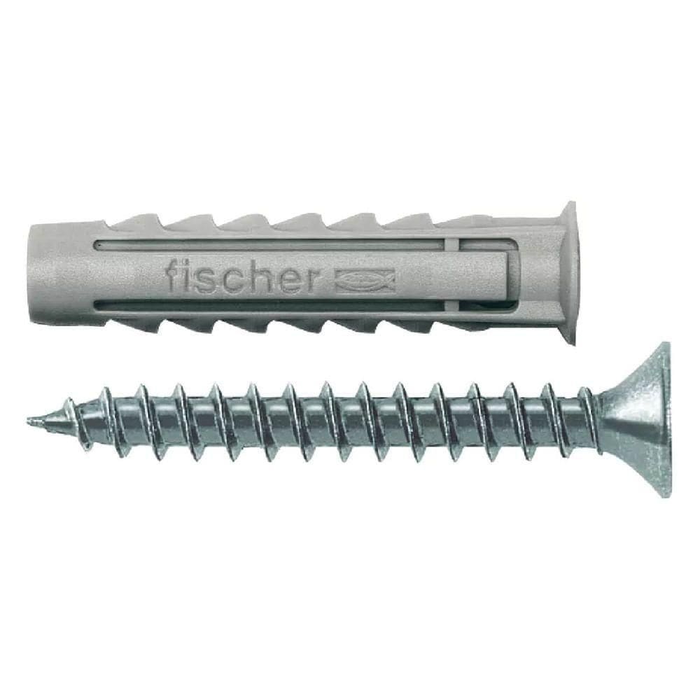 Cartela De Buchas Sx 10x50mm E Parafusos Cabeça Chata Com 5 Unidadades - 603055 - Fischer