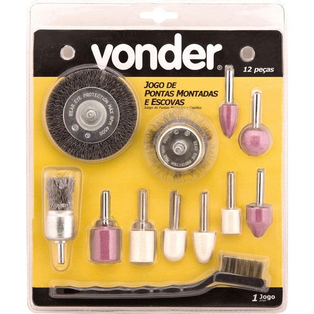 Jogo de Pontas Montadas e Escovas Com 12 Peças - 12.50.120.000 - VONDER
