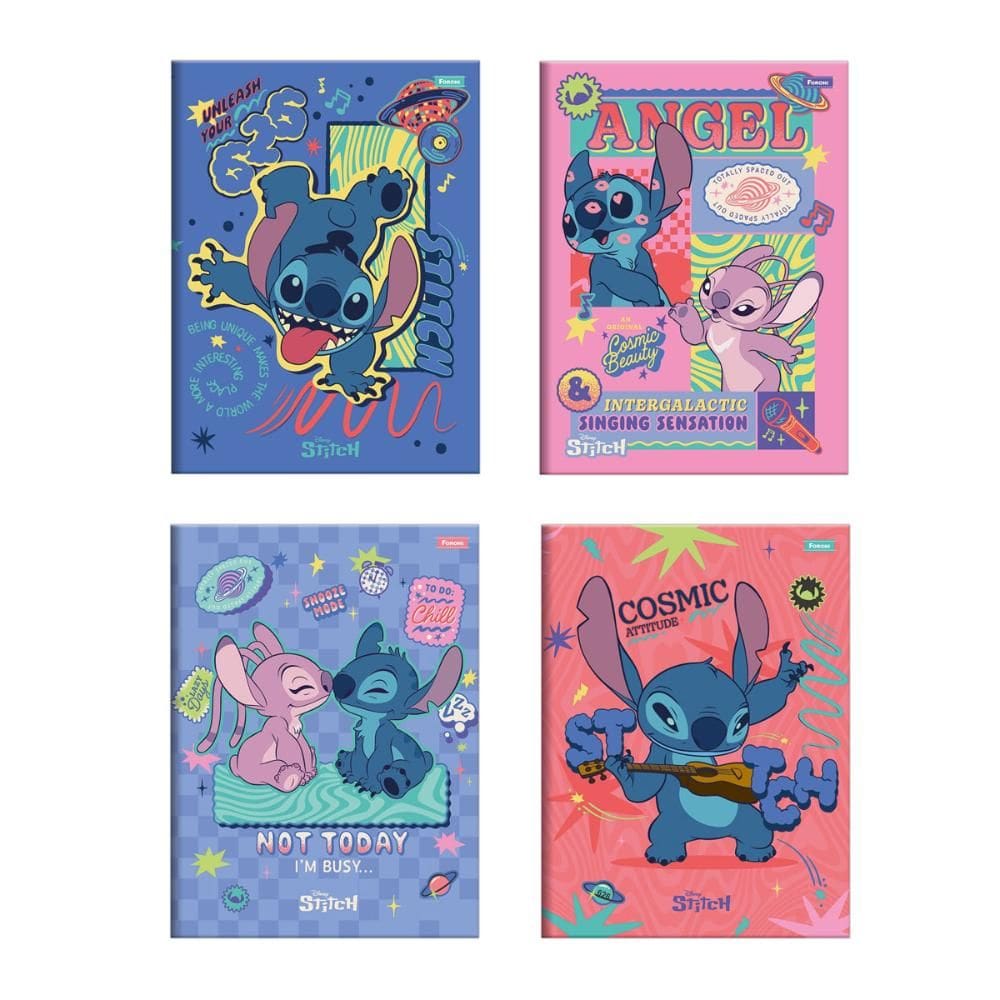 Caderno brochurão universitário 1x1 80fls Stitch Foroni