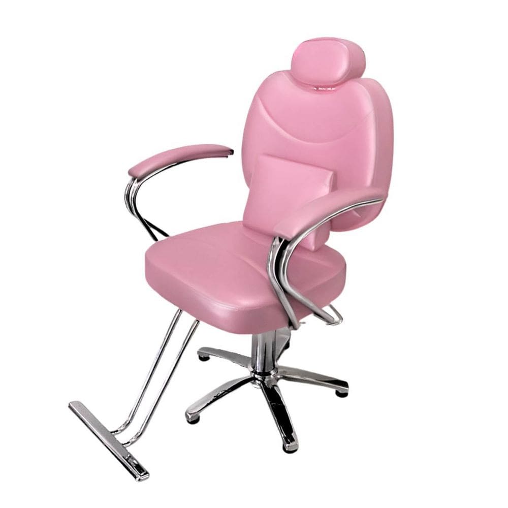 Cadeira Barbeiro Cabelereiro Reclinável Poltrona Salão Maquiagem Base Estrela Rosa Importway Iwcbbe