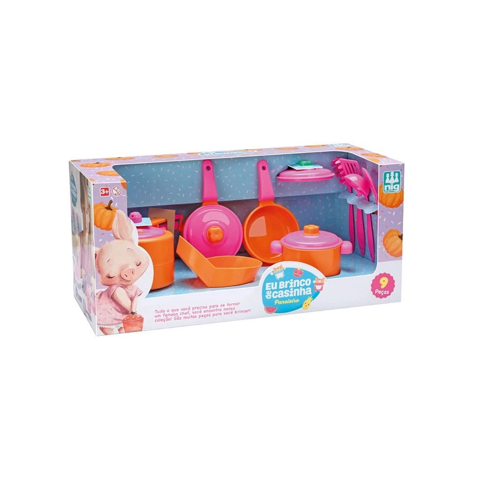 Brinquedo Conjunto de Panelas Nig Paneleiro 9 Peças