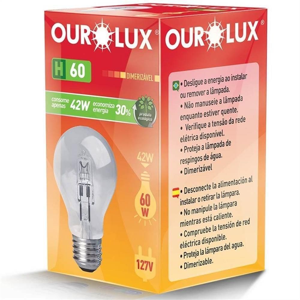 Lâmpada Ecológica Halógena H100 Clara 70w 220v - 02135 - Ourolux Lamp.eco Halogen H100 Clara 70wx220v Our 02135