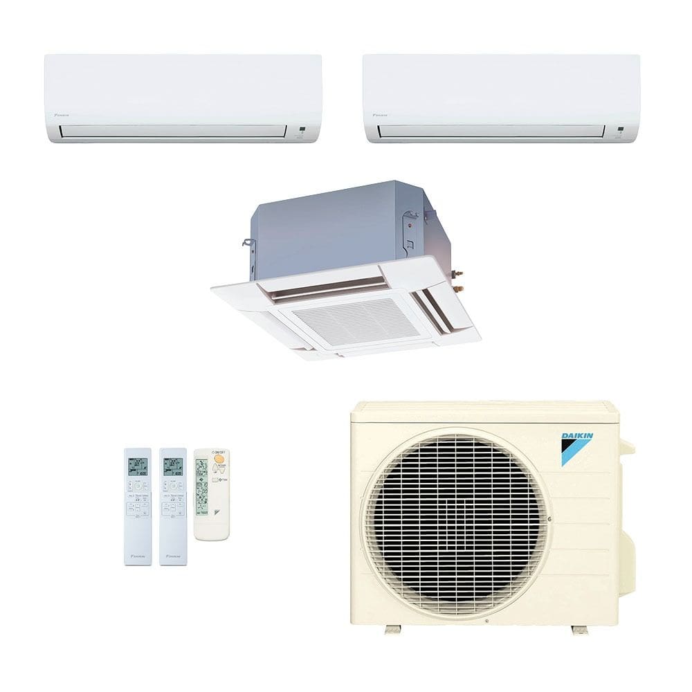 Ar-Condicionado Multi Split Inverter Daikin 18.000 (2x Evap HW 9.000 + 1x Evap Cassete 4 Vias 9.000) Quente/Frio 220V