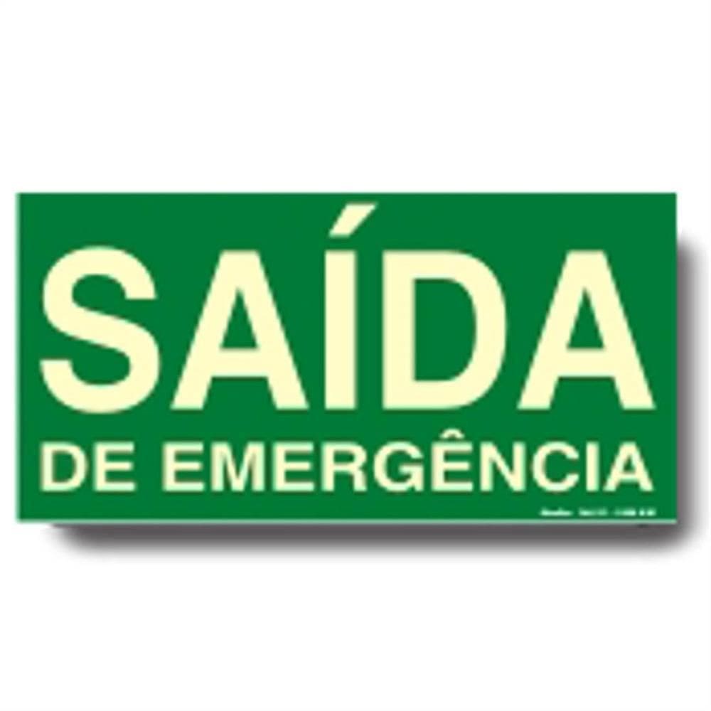 Placa de PVC Fotoluminescente Auto-Adesiva 15x30 Saida de Emergência - 315 AM - SINALIZE