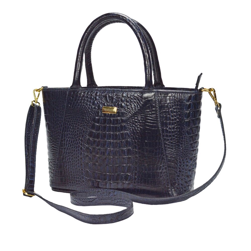 Bolsa Couro Feminina Transversal Tiracolo Média Azul