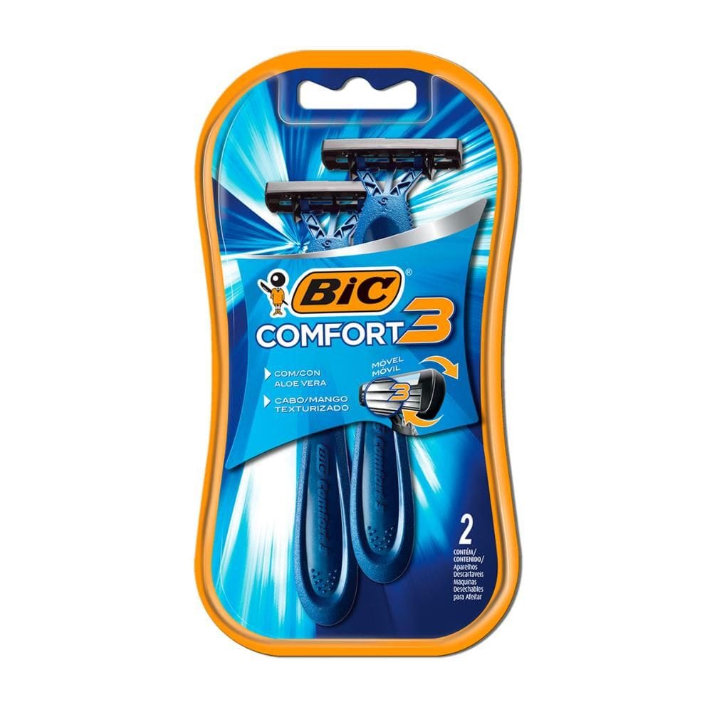 Barbeador descartável Confort3 Azul 2uni Bic