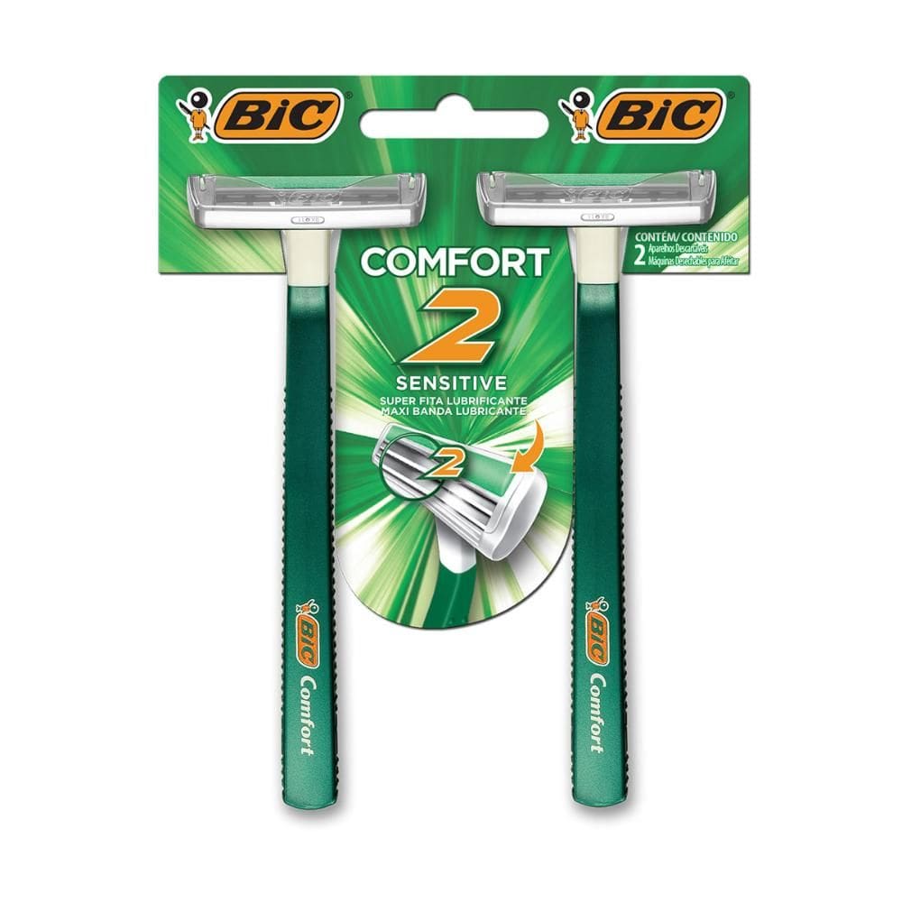Barbeador descartável Confort2 Sensitive Verde 2uni Bic