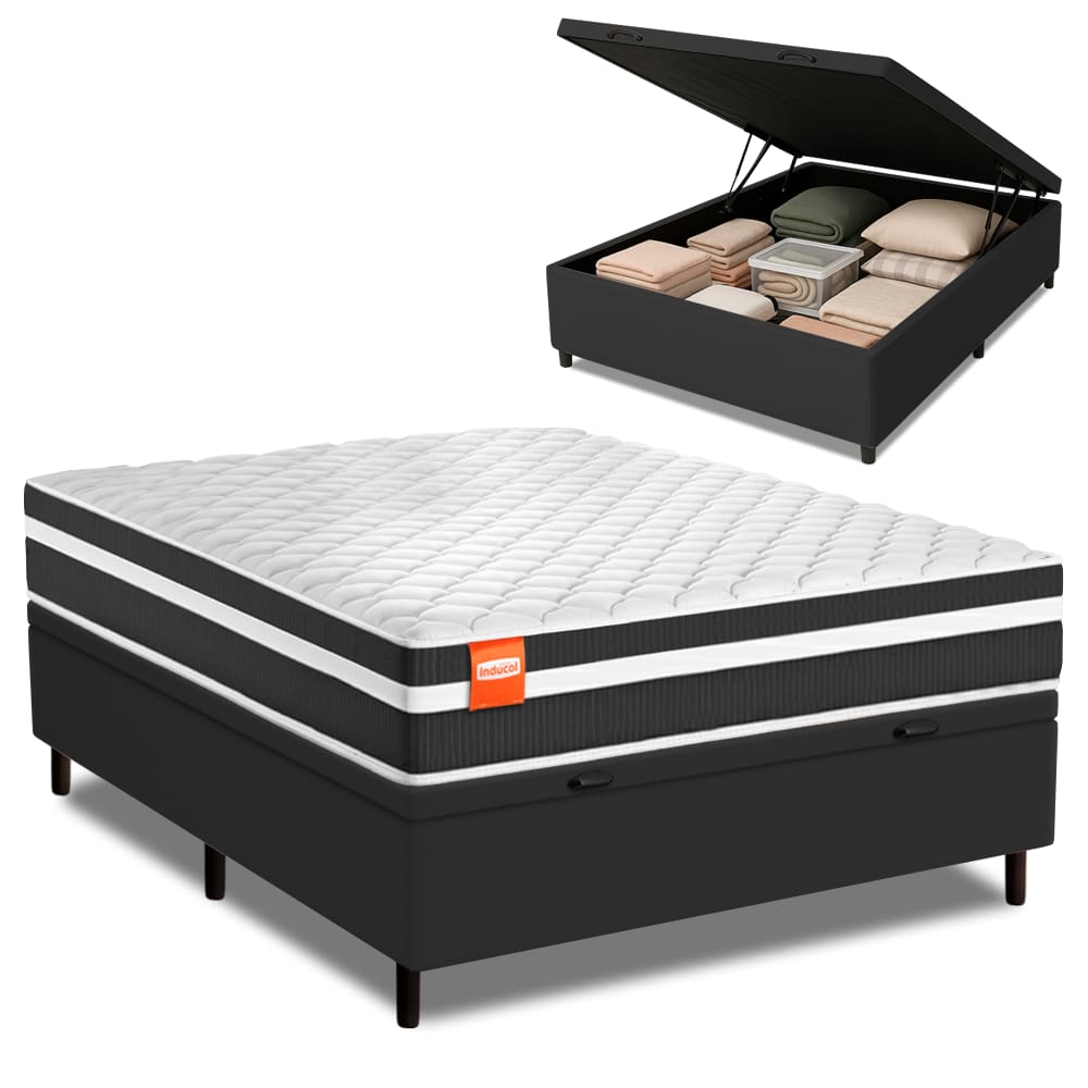 Cama Box Baú Casal Molas Ensacadas Bali 138x188x63cm