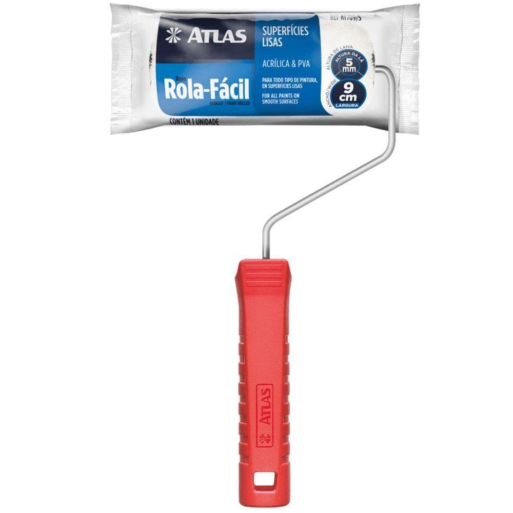 Rolo Rola Facil 9cm Alta Manta 5mm Epoxi - At709-5 - Pinceis Atlas Rolo Rola Facil 9cm Alt.manta 5mm Epoxi At709-5