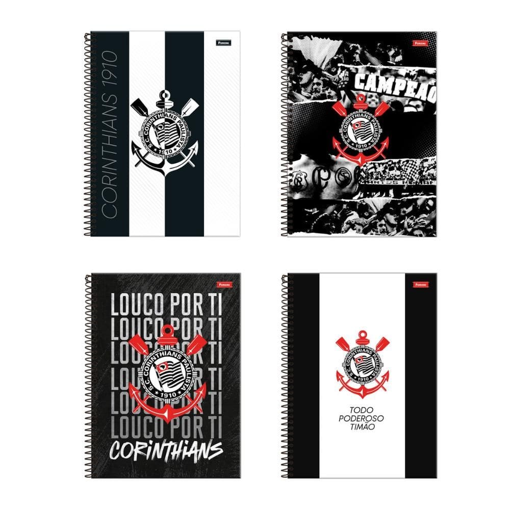 Caderno espiral universitário 10x1 160fls Corinthians Foroni