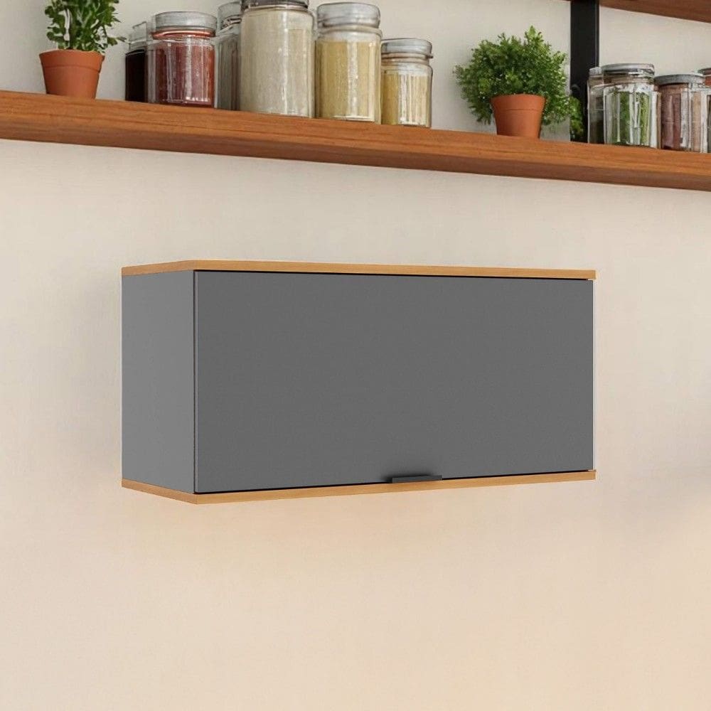 Armário Aéreo Basculante Castanha 800mm Cinza/Freijó