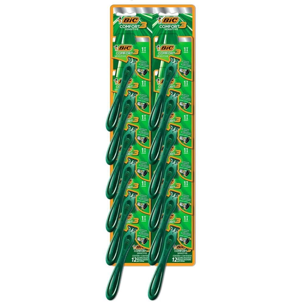Barbeador descartável Confort3 Aadvance Sensitive 12uni Bic