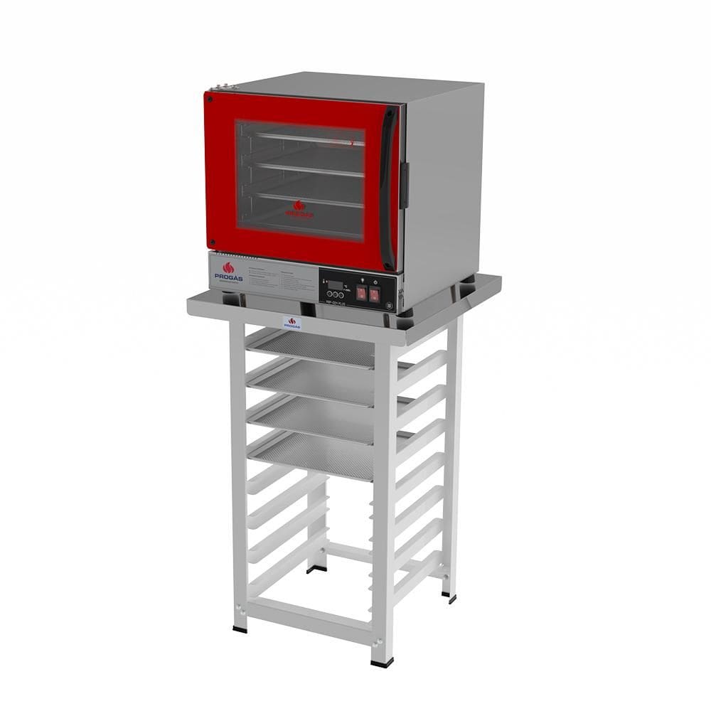 Forno Turbo Prp-004 Plus 220v Vermelho + Bancada Mes-004 Progás + 4 Assadeiras Cimapi