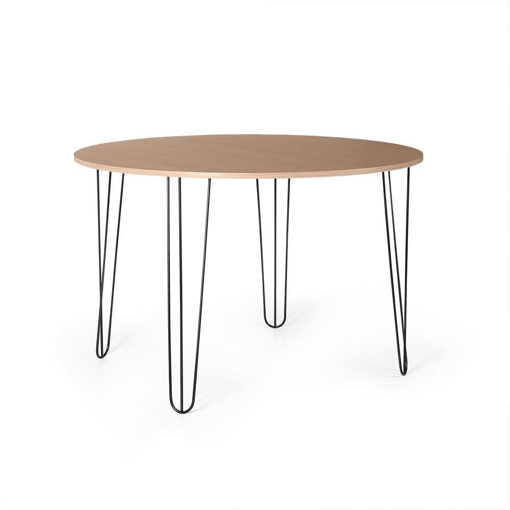 Mesa de Jantar Redonda 6 Lugares 120cm Base de Ferro Hairpin - Straub Web