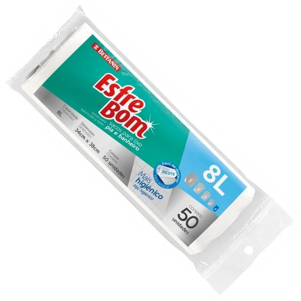 Saco Para Lixo Esfrebom 8 Litros Rolo Com 50 Unidades - Bt311 - Bettanin Saco P-lixo Esfrebom 8l Rolo C-50 Bett