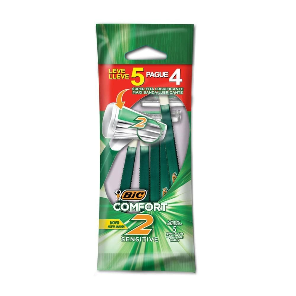 Barbeador descartável Confort2 Sensitive Verde 5uni Bic