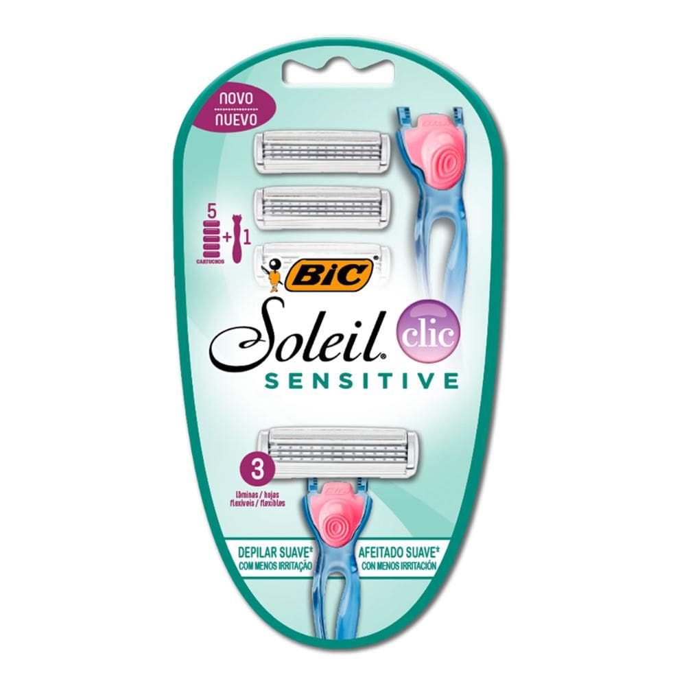 Barbeador descartável Soleil recarregável + 5 lâminas Bic