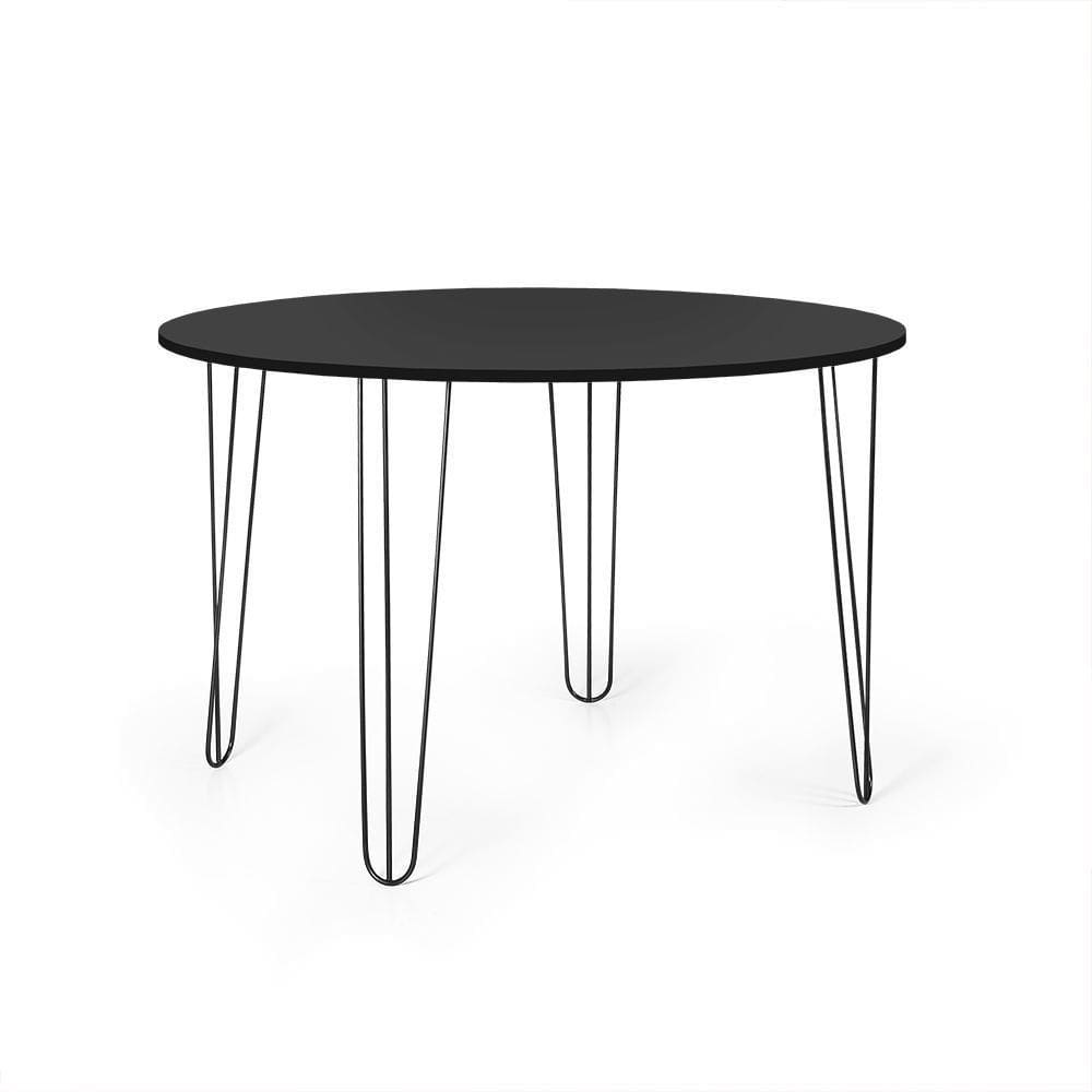 Mesa de Jantar Redonda 6 Lugares 120cm Base de Ferro Hairpin - Straub Web