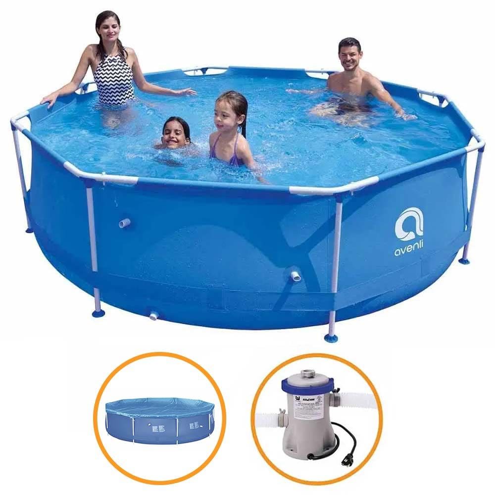 Piscina Estrutural Armação 4383 Litros Bomba Filtro e Capa Avenli Jilong 110v