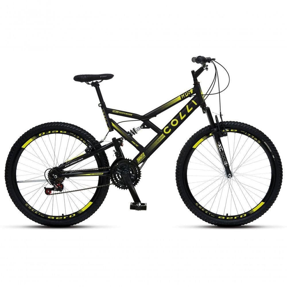 Bicicleta Gps 148 Dupla Suspensão E Freios V-brake, Aro 26 Aero, 36 Raias, 21 Marchas Colli