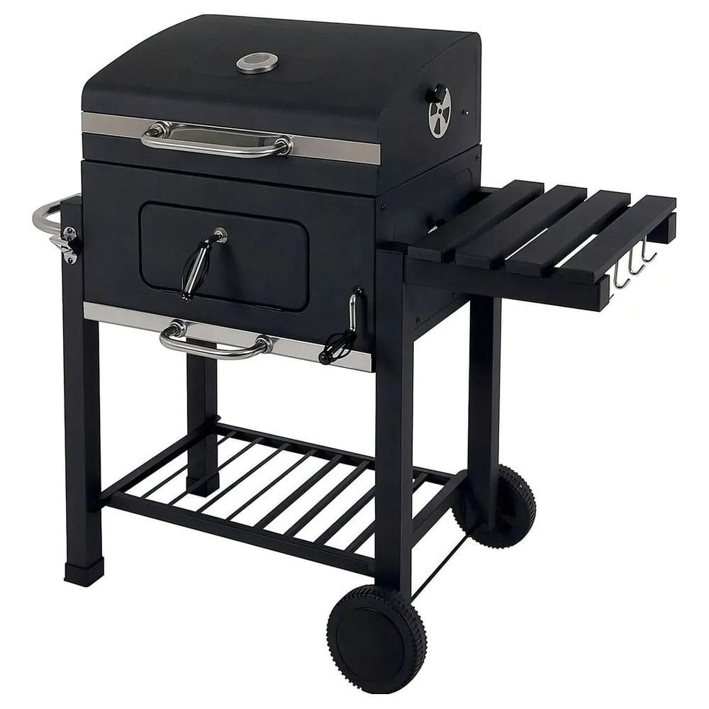 Churrasqueira Americana A Carvao Com Rodas, Capa E Mesa Preto