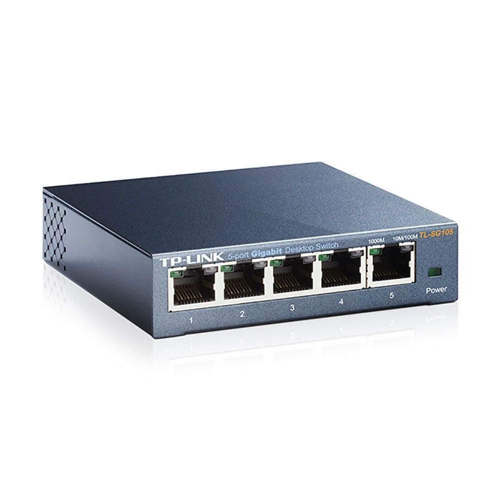 Switch 05 Portas Tp-link Tl-sg105 Gigabit 10-100-1000 Mbps