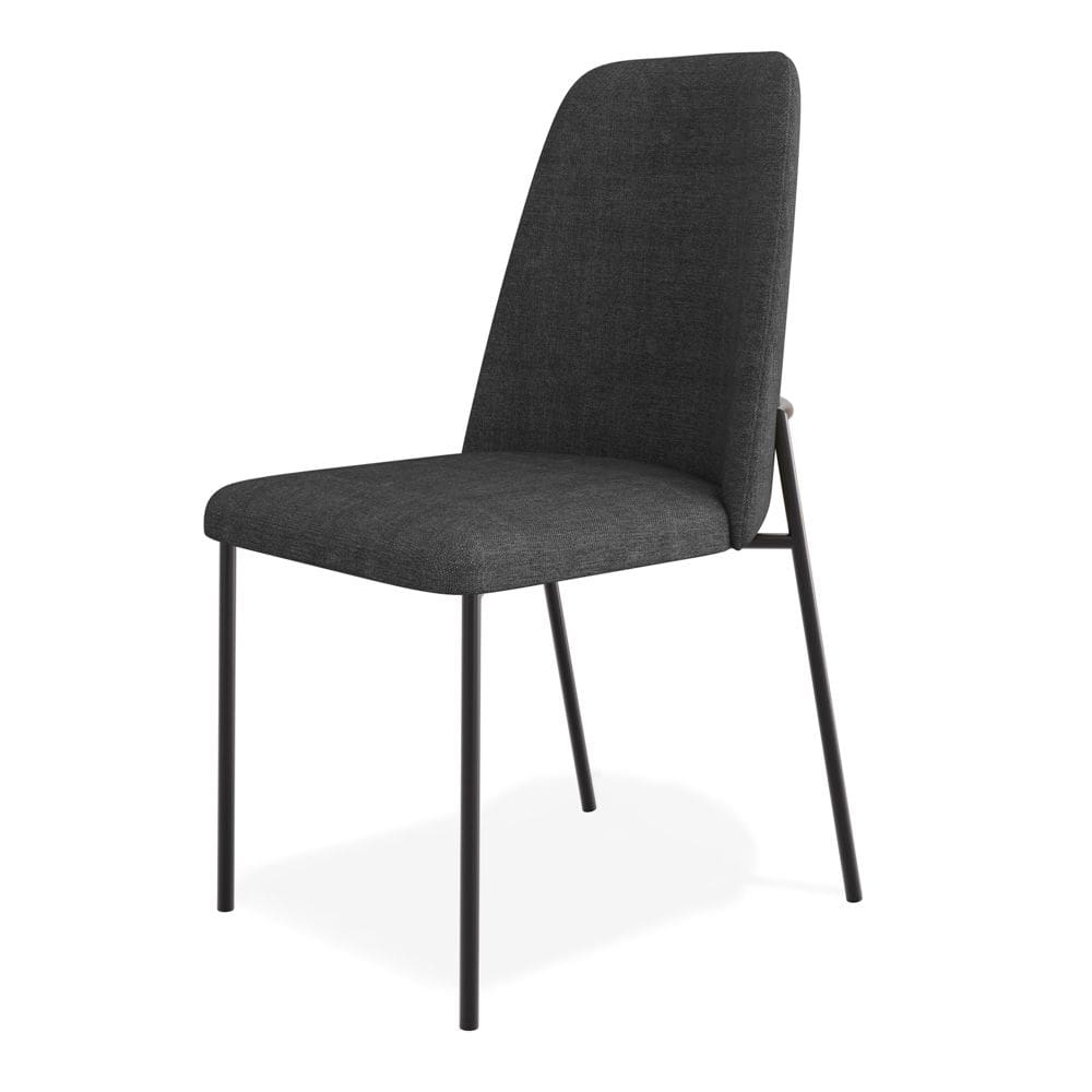 Cadeira Sala de Jantar Lior com Encosto Estofado Base Preta Linho Grafite - Abmaza