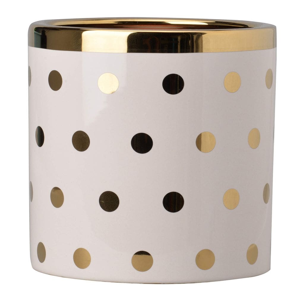 Plantador Benzara Ceramic Cilíndrico Ouro Branco 12cm