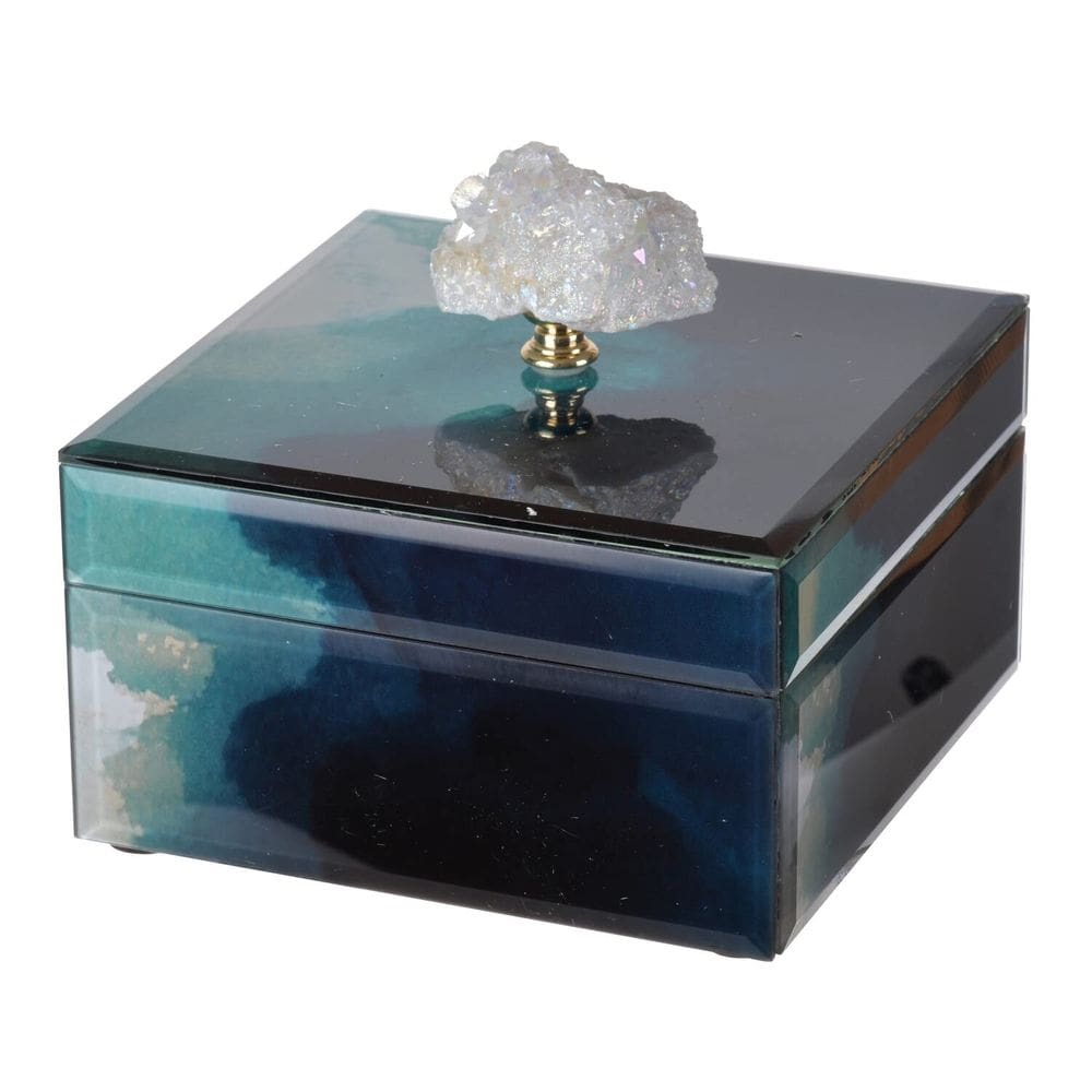 Caixa de jóias decorativa Benzara BM285002 15cm Blue Stone