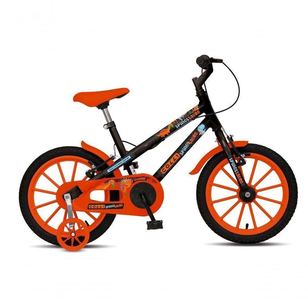 Bicicleta Dinos Spinossauro Aventuras, Aro 16, Quadro 12, Com Freios V-brake, Com Rodas De Apoio E Capa Corrente