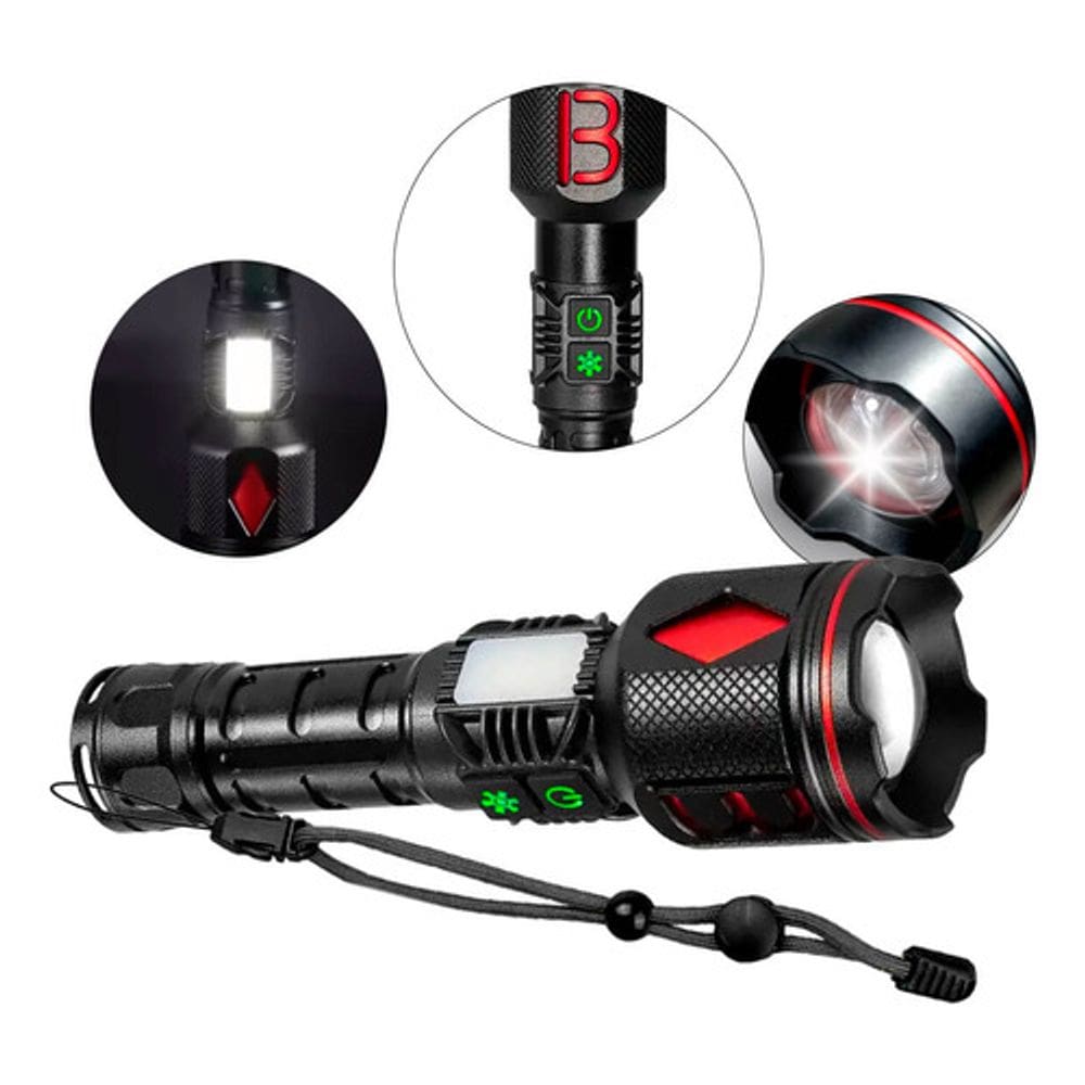 Lanterna P90 Recarregável Com 7 Modos De Luz