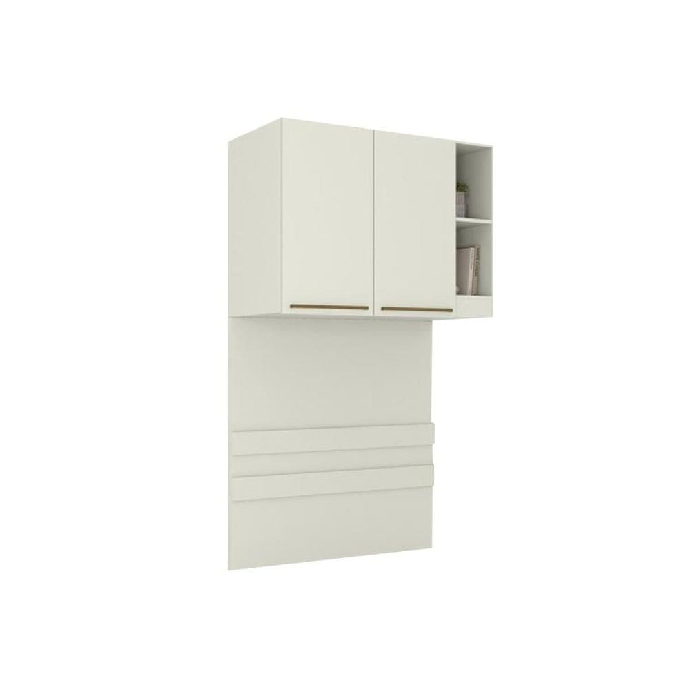 Modulado de Quarto Armário Ponte Aéreo Solteiro MC12 Seletto c/ 2 Portas e 2 Nichos Areia - Henn